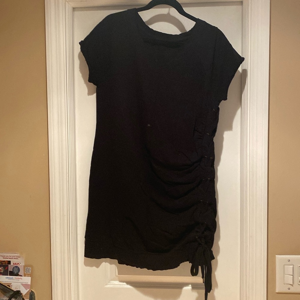 Sanctuary black dress ruching tie side M/L